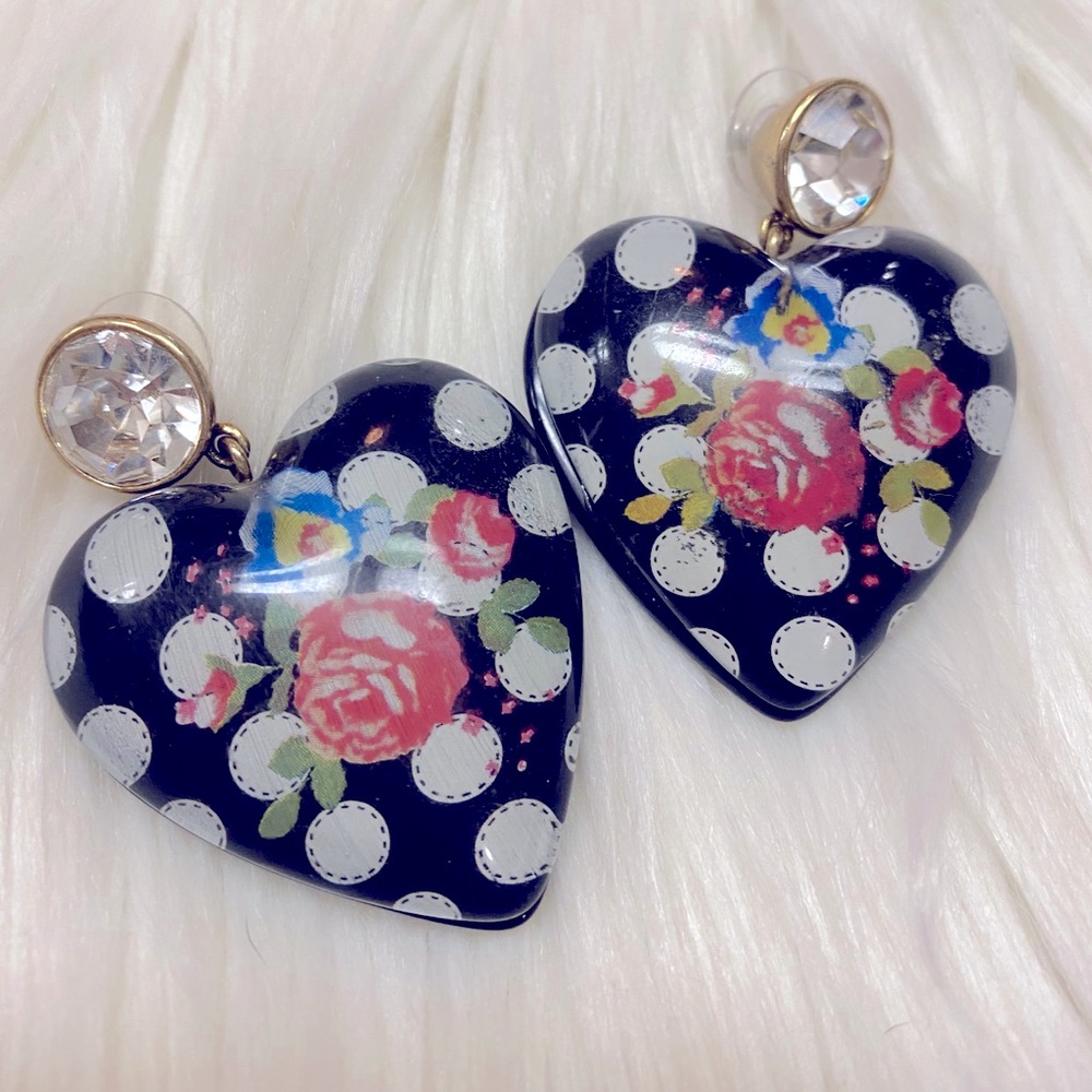Betsey Johnson Heart Bauble Earrings